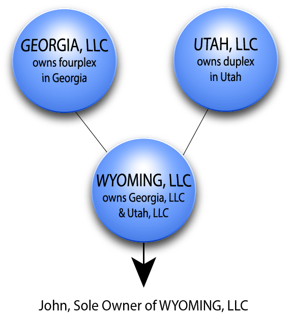 A chart showing a properly structured single member LLC